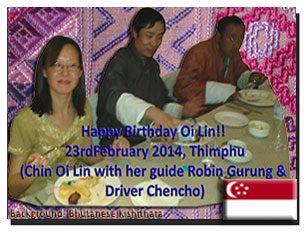 Review by Oi Lin: Thank you for the arrangements during my time in Bhutan. I was nourished with the great Bhutan Culture and traditions, and fed with great food, especially great lunch in all the great restaurants